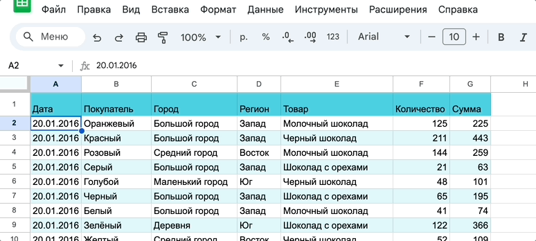 зак зафиксировать строку в Гугл таблице